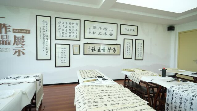 calligraph works in handwriting room