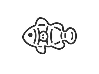 クマノミのアイコン（線画）のイラスト
