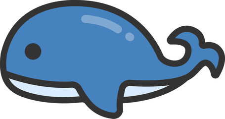 クジラのアイコン（線画カラー）のイラスト
