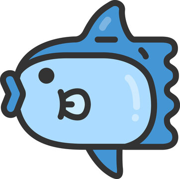 recommend clip art: マンボウのアイコン（線画カラー）のイラスト