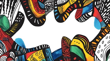 Black History Month Doodle Page Print Border Design with Blank Space for Mock Up