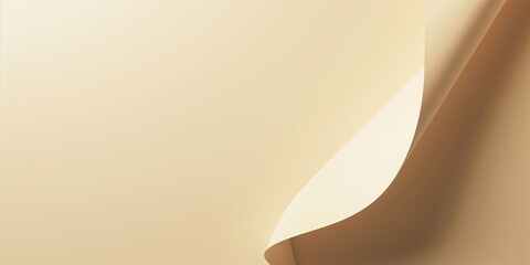 Minimalist cream-colored paper curl background with soft shadows