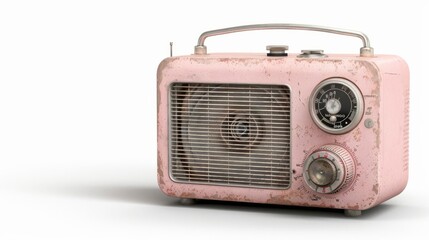 A super sharp image of a classic pink vintage radio