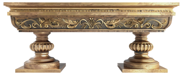 Ornate gold trophy base for video game awards, cut out - stock png.