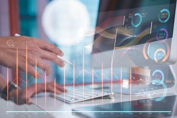 DevOps concept, software development, IT operations, agile programming with devops global network...