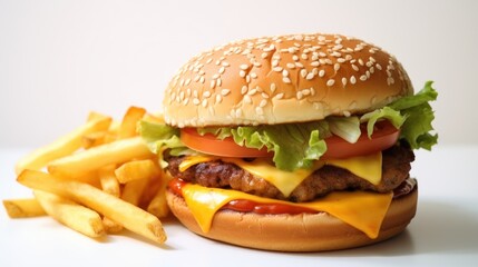 A hamburger with lettuce and tomato on top of a bun