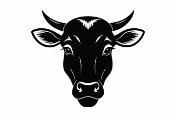 black and white cow silhouette, Cow vector illustration, cow head silhouette, cow silhouette isolated vector Illustration, png, cow icon