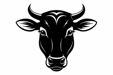 black and white cow silhouette, Cow vector illustration, cow head silhouette, cow silhouette isolated vector Illustration, png, cow icon