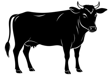 black and white cow silhouette, Cow vector illustration, cow head silhouette, cow silhouette isolated vector Illustration, png, cow icon