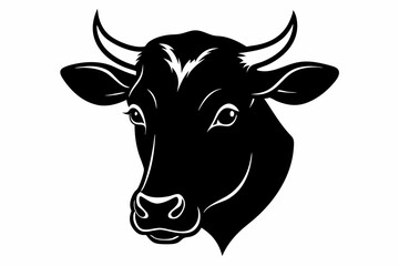 black and white cow silhouette, Cow vector illustration, cow head silhouette, cow silhouette isolated vector Illustration, png, cow icon