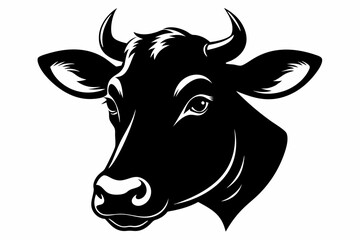 black and white cow silhouette, Cow vector illustration, cow head silhouette, cow silhouette isolated vector Illustration, png, cow icon