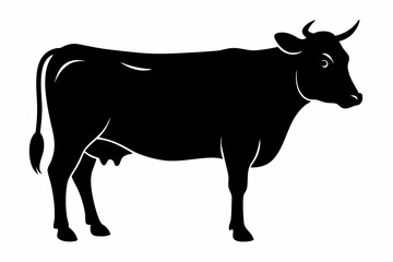 black and white cow silhouette, Cow vector illustration, cow head silhouette, cow silhouette isolated vector Illustration, png, cow icon