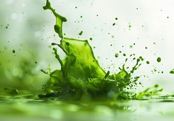 Vibrant Green Splash with Water Droplets