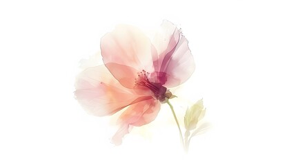 Watercolor Flower on White Background