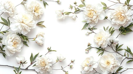 White Peonies on White Background