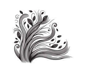 Organic Flowing Lines vector art graphic resources silhouette vector style, white background