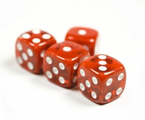 Vintage Red Dice Set with White Pips on a White Background