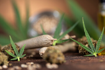 Blunt, cannabis and medical marijuana bud , cbd