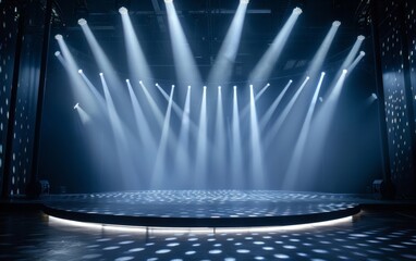 Epic Concert Stage with Circular Lighting and Spotlights