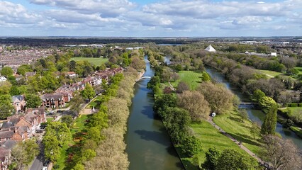 Bedford town  River Great Ouse UK drone,aerial