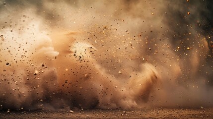 Explosive Dust Cloud: High-Speed Action Shot with a Blurred Background