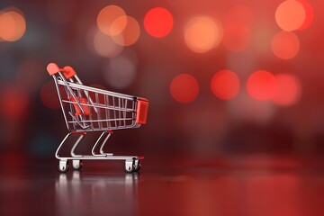 Vibrant Empty Shopping Cart Framed by Colorful Black Friday Backdrop Ready for Deals and Discounts