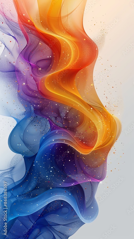 Poster abstract colorful swirling shapes background with white space