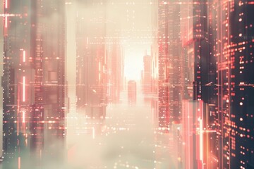 Fototapeta premium Intriguing Cyberpunk Cityscape Background with Ample Copy Space for Design