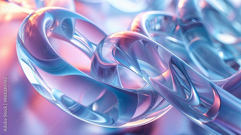 Fototapete abstract interlocking rings and polygons with gradient background