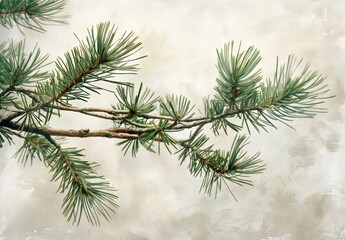 Obraz premium Close-up of a Pine Tree Branch with Green Needles