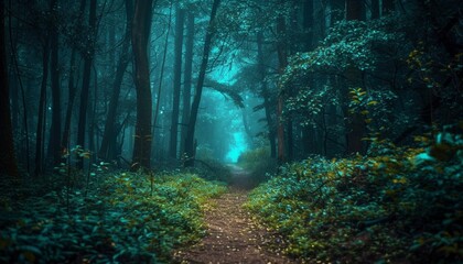 Obraz premium Mystical Forest Path at Dusk