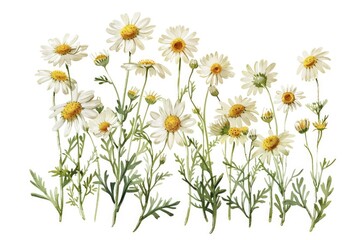 Fototapeta premium Detailed Botanical Illustration of Chamomile Flowers - Design for Print, Card, Poster