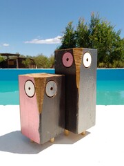 Owl Sculptures Made from Wood