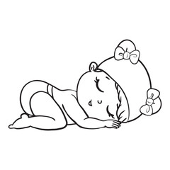 Cute Girl cartoon hand drawn vector illustration