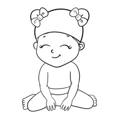 Cute Girl cartoon hand drawn vector illustration
