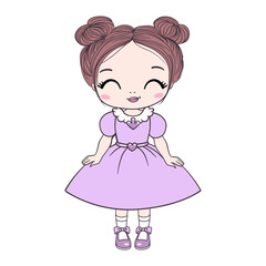 Fototapeta premium cute girl vector design.T-shirt print.Book illustrations for children.Romantic hand drawing poster.