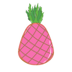 Doodle pineapple tropical fruit  summer beach cute illustration season that can be used for sticker, scrapbook, icon, decorative, e.t.c with aesthetic green and pink colors