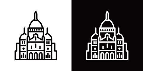 シンプルなサクレクール寺院のラインアイコン