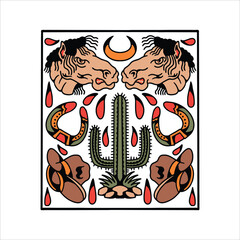 cowboy flash tattoo vector design