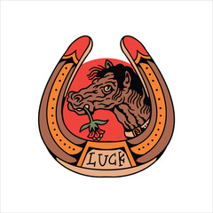 horseshoe tattoo illustration vector design