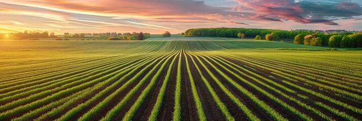 Sunrise Over Cultivated Field