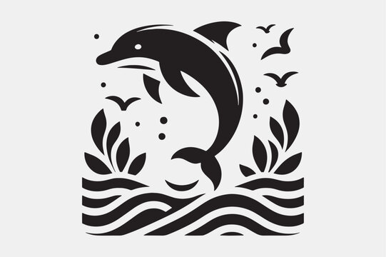 A Dolphin silhouette vector art illustration