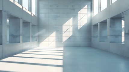 Obraz premium Abstract Modern Architecture Background With Bright White Concrete Interior And Windows