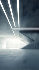 Obraz premium Futuristic Abstract Architectural 3D Render with Empty Concrete Floor and Vehicle Presentation Backdrop