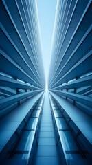 Obraz premium Futuristic Architectural Abstract Tunnel Perspective in Modern Urban Blue Design