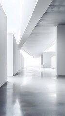 Obraz premium Minimalist Architectural Corridor in White and Gray Tones