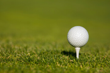 .Golf course with ball and grass