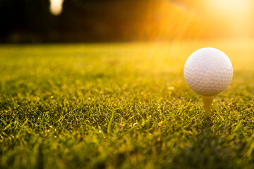 Golf course with ball and grass