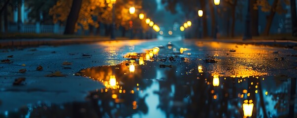street background  with abstract pond water reflecting light from it backgorund 