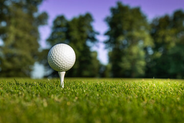.Golf course with ball and grass